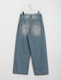 Kosihi Washing Pintuck Wide Denim Pants