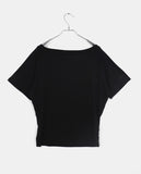 Det Vintage American Flag Printing One-Off-Shoulder Short Sleeve T-Shirt