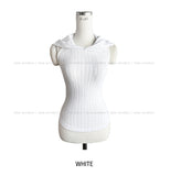 Pie knit hood sleeveless