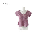 Epu Check Short Sleeve Seersucker Blouse