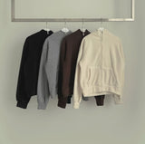 Two-Way Fleece High Neck Thick Hood Zip-Up