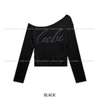 Sally Cubic Shirring Unbalanced Shoulder Long Sleeve