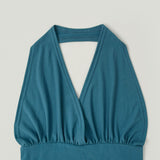 Glam Back Open Shirring Halterneck Sleeveless