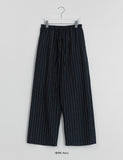 [unisex] Mubone Summer Stripe Linen Banding Wide Pants