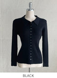 Roselle Collar Button Ribbed Knit Cardigan