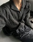 Cable long sleeve knit half zip up ver