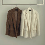 Boucle Quilting Lining Fur Shoulder Pad Winter Jacket