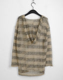 Nion See-Through Stripe Hood Long Sleeve Knit