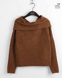 Wello Cozy Ribbed Off Shoulder Long Sleeve Knit