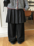 Daren Wool Pleated Check Midi Skirt