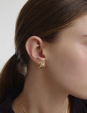 Triple Silver Cutout One-Touch Earrings S