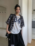 84 Numbering Off-Shoulder Loose Fit Short Sleeve