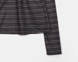 Harit Stripe Button Hooded T-Shirt