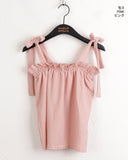 Mass Chiffon Frill Banding Ribbon Strap Sleeveless