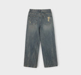 S/S shear damage washed denim pants