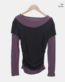 Tenro Short Sleeve Color Matching Round T-Shirt