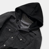 Drape hood denim jacket
