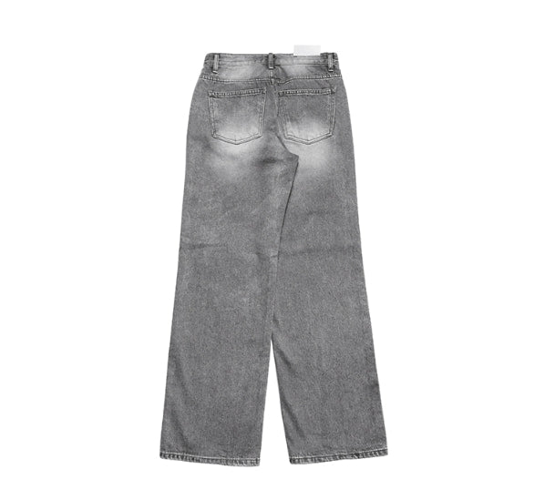 【Anyone more】Tutu Gray Washing Denim Wide Pants Anyone more (エニワンモア) - トゥトゥグレーウォッシング
