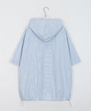 [unisex] Makuko Stripe Over Short Sleeve Hood Shirt