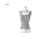 Mue Button Ribbed Sleeveless