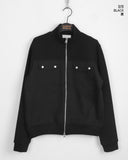 Vet Pocket Color Matching Two-Way Knit Long Sleeve Zip-Up