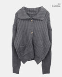 Nea Collar Pocket Rib Knit Cardigan