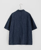 [unisex] Heco two-way pocket denim short sleeve zip-up