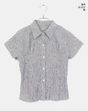 Pedi Stripe Embo Wrinkle Short Sleeve Shirt