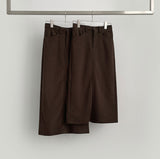 Back Slit Brushed Corduroy H-line Banding Long Skirt
