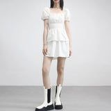 Webit Shirring Puff Dress