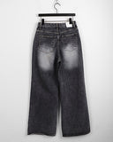Ints Gray Washing Slit Long Wide Denim Pants