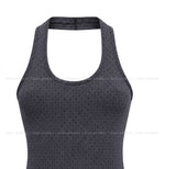Mints Mother-of-Pearl Button Dot Halter Sleeveless Top