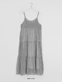 Ume Check Tiered Long Sleeveless Bustier One Piece (Adjustable Straps)