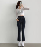 Non-fade 2Button 4Season Span Slim Fit Straight Denim Pants