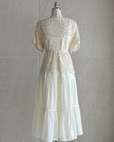 Bwile Crochet Embroidery Knit Wrinkle Sleeveless One Piece Two Piece (Strap Set)