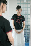 Cherry Cats CROP Ringer Tee