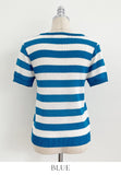 Heinley U-neck Stripe Short Sleeve Knit