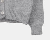 Bame Punching Collar Wool Knit Long Sleeve Cardigan