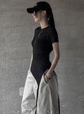 Tube top layered short sleeve T-shirt