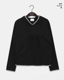 Peo Dot Color Matching Shirring Hood T-Shirt