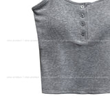 Fake button ribbed cap sleeveless (with cup)