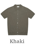 Linen collar short sleeve cardigan
