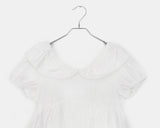 Daphi Round Collar Flower Punching Short Sleeve Blouse