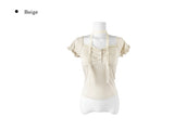 [Scarf set] Junku Lace Shirring Short Sleeve T-Shirt Set