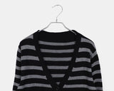 Jui Striped V-Neck Long-Sleeve Knit Cardigan