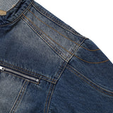Ocean Washing Stitch Biker Denim Jacket