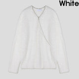 Unbalanced angora zipper knit