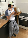 EMBO CHECK LONG SKIRT