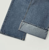 Distressed Ripped Jeans Straight Wide Denim