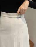 Belden Buckle Unbalance Pleated Long Skirt
